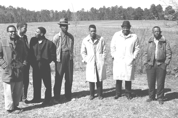 Amzie Moore (second from the left) with SNCC organizers in Mississippi, 1963, crmvet.org